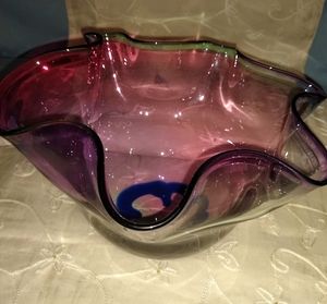 Vintage Adam Jablonsky multicolor glass bowl.